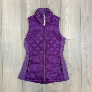 Lululemon Womens Down For A Run Vest Tender Violet Quilted Full Zip Goose Down 6